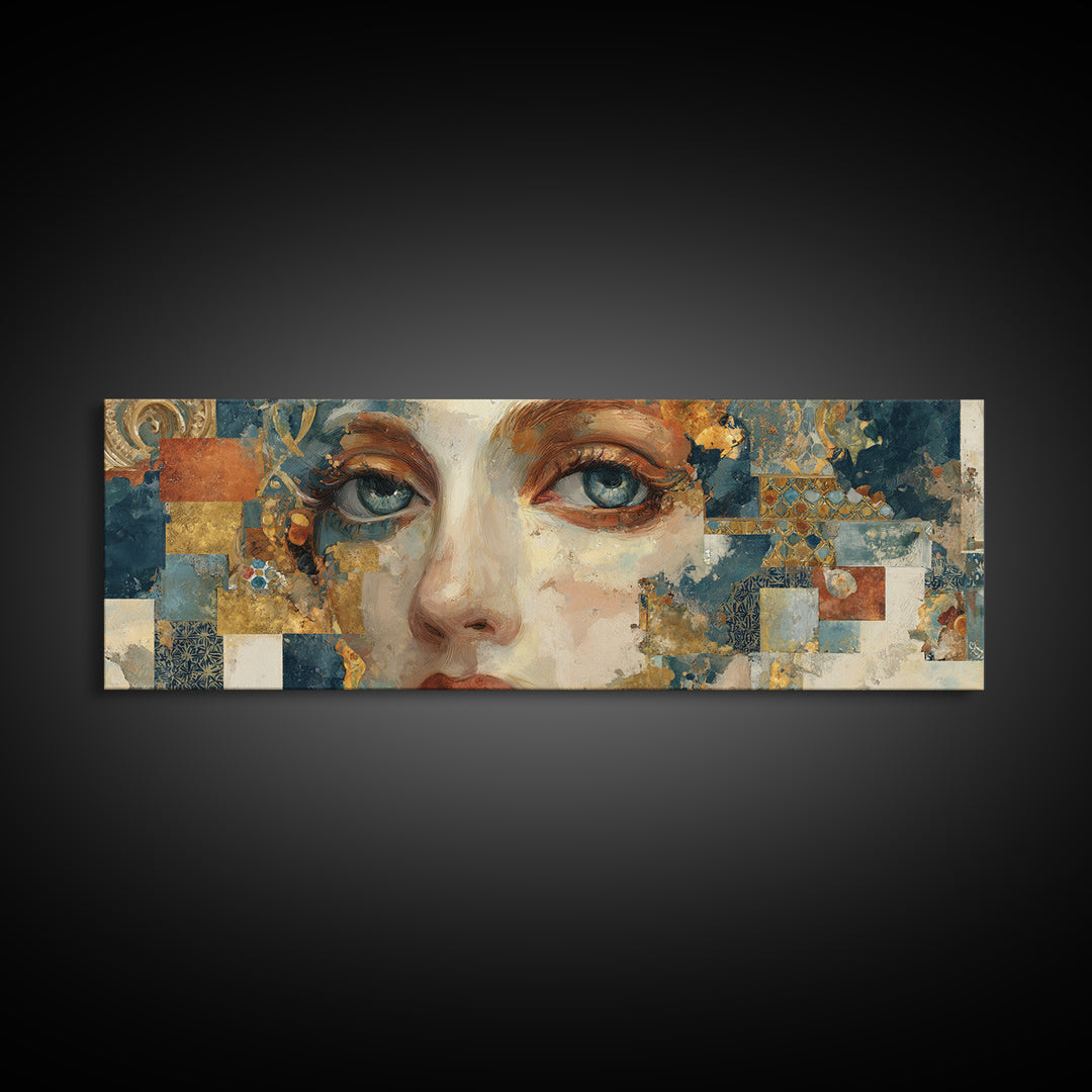 Renaissance Inspired Portrait with Modern Softness Canvas Print, Italian Villa Art, Boho Decor, Living Room Decor, Villa, IVA-3x1-10
