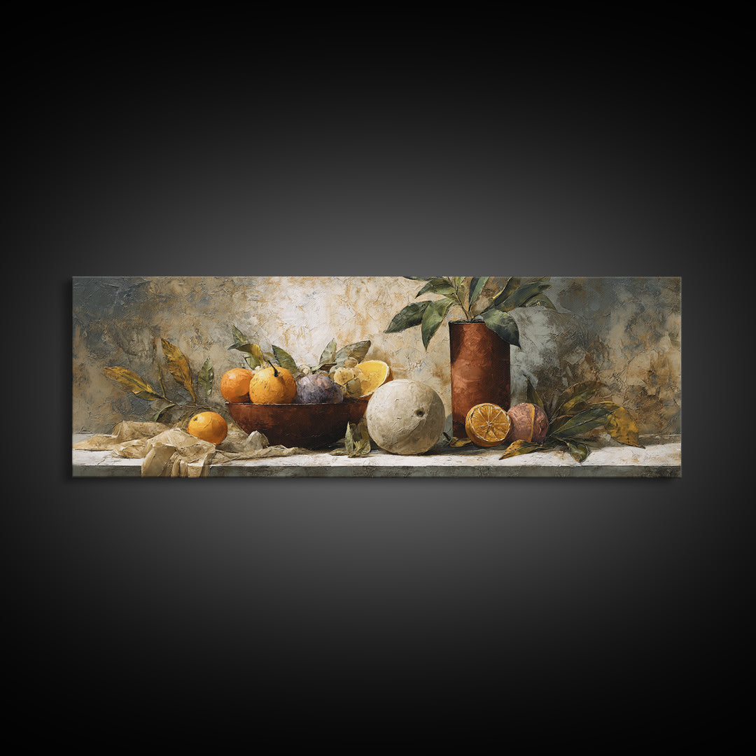 Marble Fruit Still Life Framed Canvas Print, Italian Villa Art, Gallery Wall Set, Living Room Decor, Fine Art, Villa, IVA-3x1-15