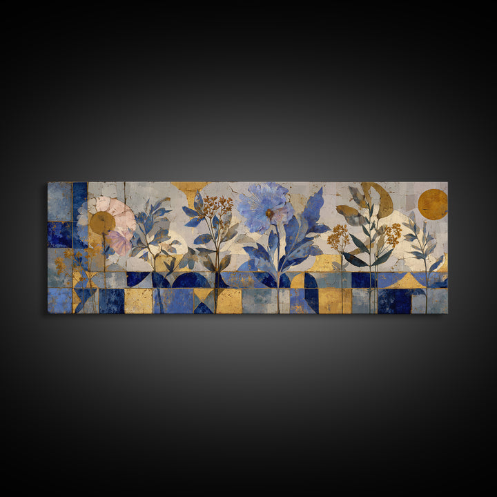Italian Tile Pattern Canvas Print, Italian Villa Art, Original Painting, Living Room Decor, Fine Art, Villa, Landscape Painting, IVA-3x1-33