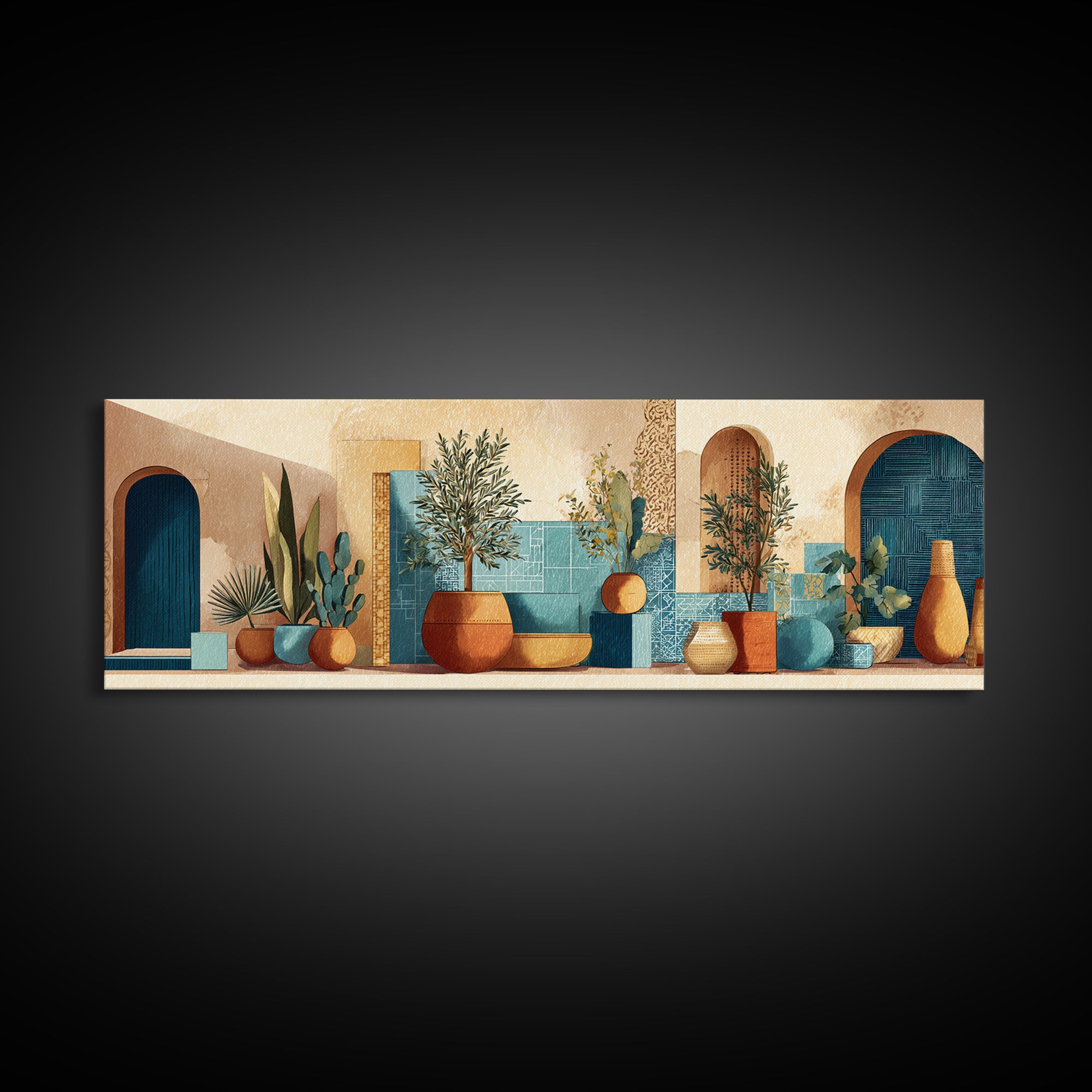 Terra Cotta Pot Canvas Print, Italian Villa Art, Minimalist Decor, Living Room Decor, Fine Art, Villa, Bedroom Wall Art, IVA-3x1-38
