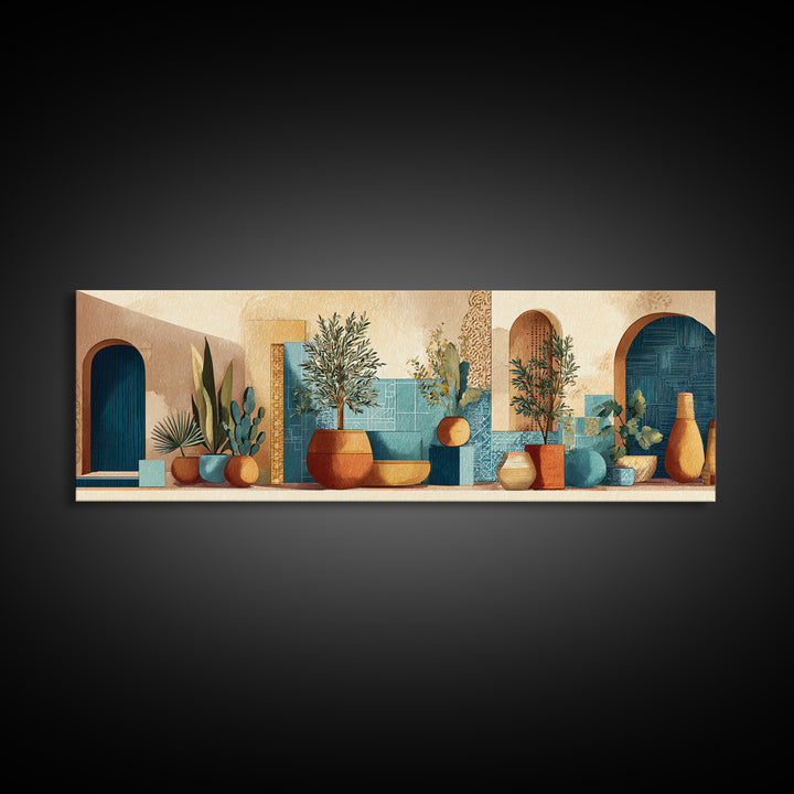 Terra Cotta Pot Canvas Print, Italian Villa Art, Minimalist Decor, Living Room Decor, Fine Art, Villa, Bedroom Wall Art, IVA-3x1-38