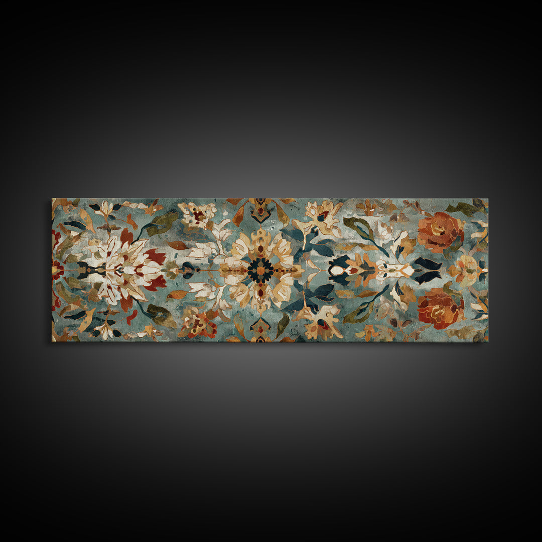 Florentine Floral Ornament Pattern Canvas Print, Italian Villa Art, Coastal Wall Art, Living Room Decor, Oil Painting, Villa, IVA-3x1-98