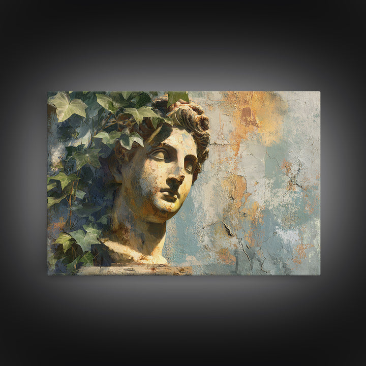 Classic Roman Statue Bust Canvas Print, Italian Villa Art, Art Print, Living Room Decor, Watercolor Art, Villa, Printable Art, IVA-3x2-16