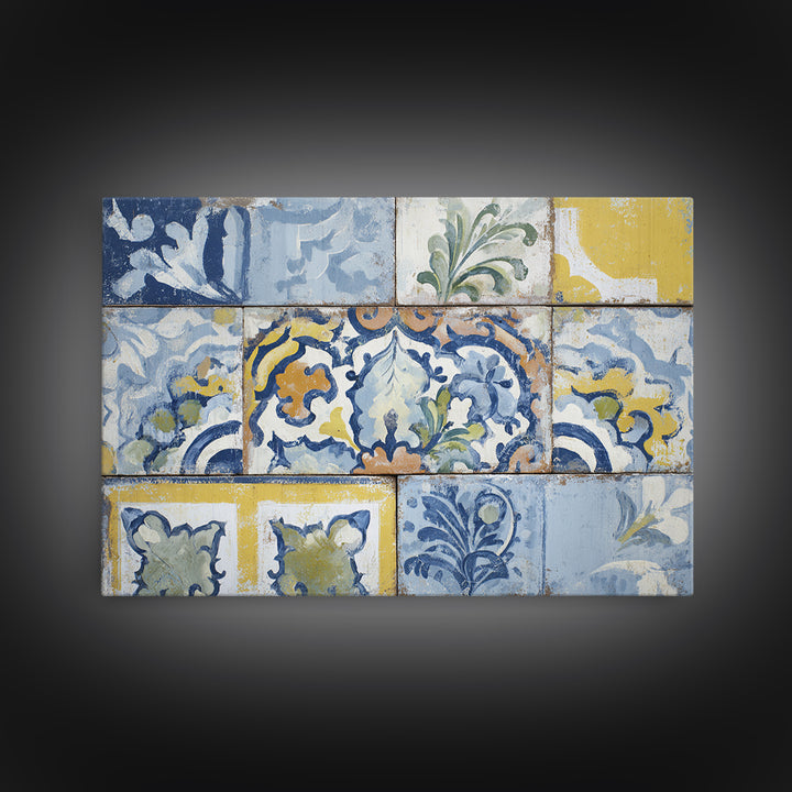 Italian Tile Pattern Canvas Print, Italian Villa Art, Original Painting, Living Room Decor, Fine Art, Villa, Landscape Painting, IVA-3x2-21