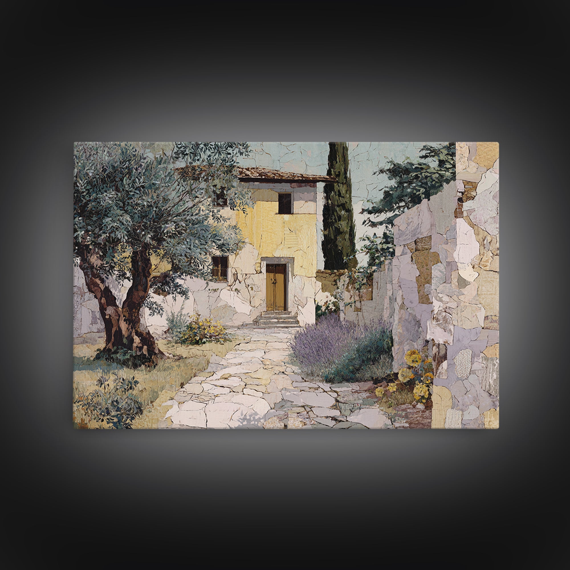 Olive Grove Path Framed Canvas Print, Italian Villa Art, Oil Painting, Living Room Decor, Fine Art, Villa, Farmhouse Wall Art, IVA-3x2-31