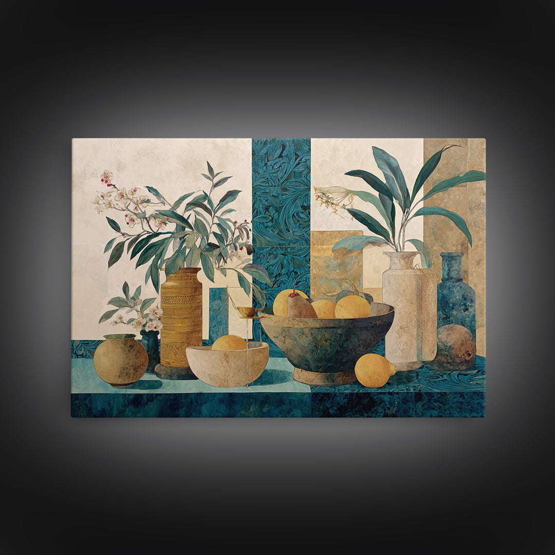 Marble Fruit Still Life Canvas Print, Italian Villa Art, Original Painting, Living Room Decor, Villa, Landscape Painting, IVA-3x2-51