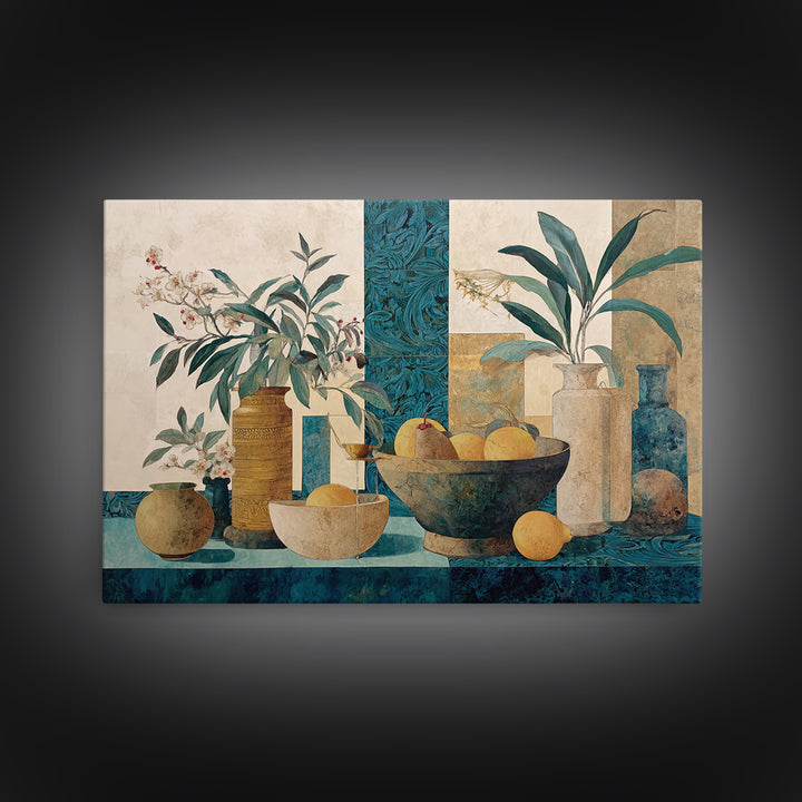 Marble Fruit Still Life Canvas Print, Italian Villa Art, Original Painting, Living Room Decor, Villa, Landscape Painting, IVA-3x2-51