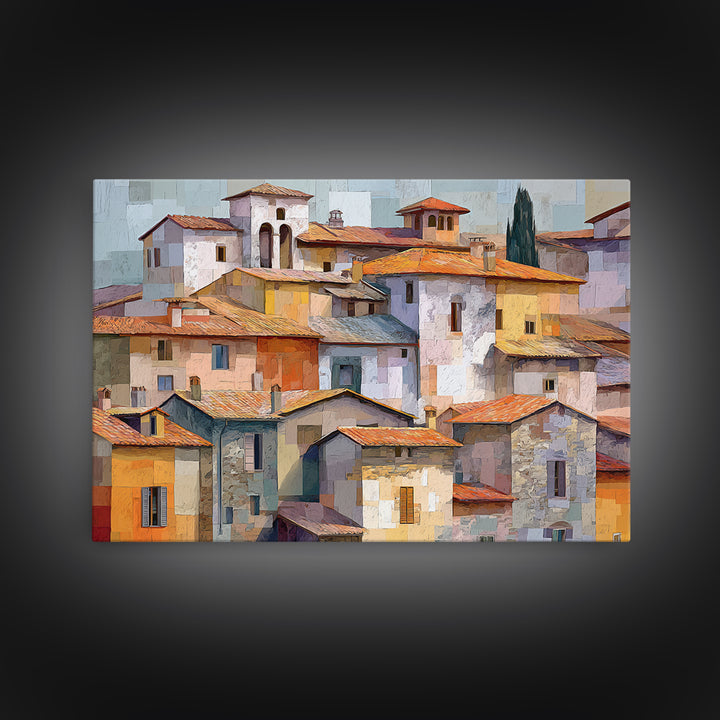 Terracotta Rooftops Against Pale Sky Canvas Print, Italian Villa Art, Living Room Wall Art, Living Room Decor, Fine Art, Villa, IVA-3x2-56