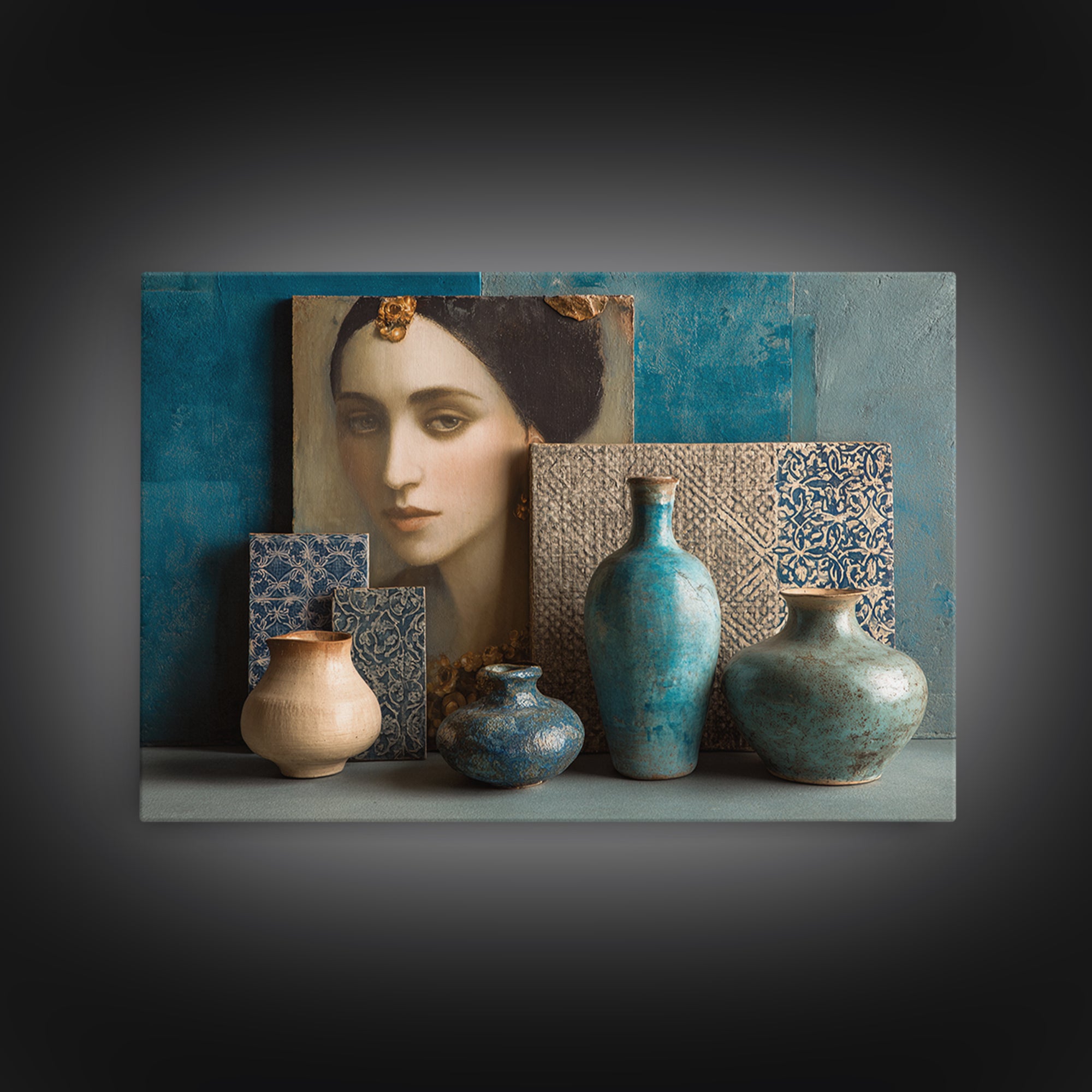 Renaissance Inspired Portrait with Modern Softness Canvas Print, Italian Villa Art, Oil Painting, Living Room Decor, Villa, IVA-3x2-70