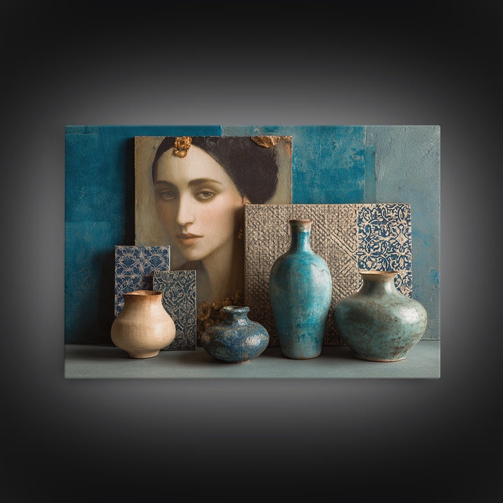 Renaissance Inspired Portrait with Modern Softness Canvas Print, Italian Villa Art, Oil Painting, Living Room Decor, Villa, IVA-3x2-70