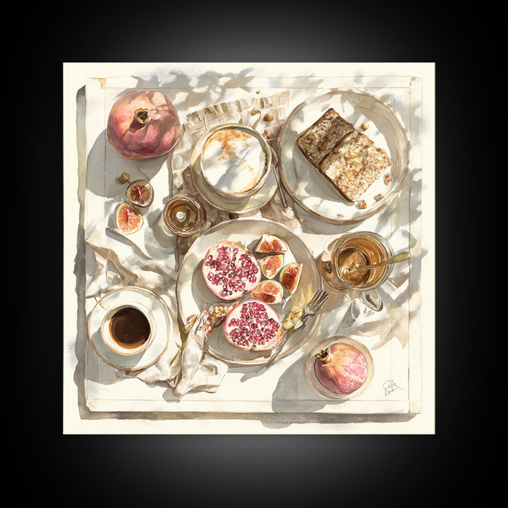 Figs Pomegranates and Linen Composition Canvas Print, Kitchen Art, Kitchen Wall Decor, Kitchen Decor, Fine Art, Kitchen, KIT-1x1-22