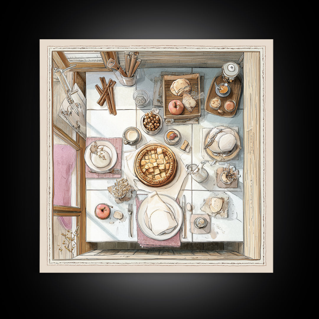 Apple Pie Cooling Framed Canvas Print, Kitchen Art, Gallery Decor, Kitchen Decor, Fine Art, Kitchen, Contemporary Art, KIT-1x1-32