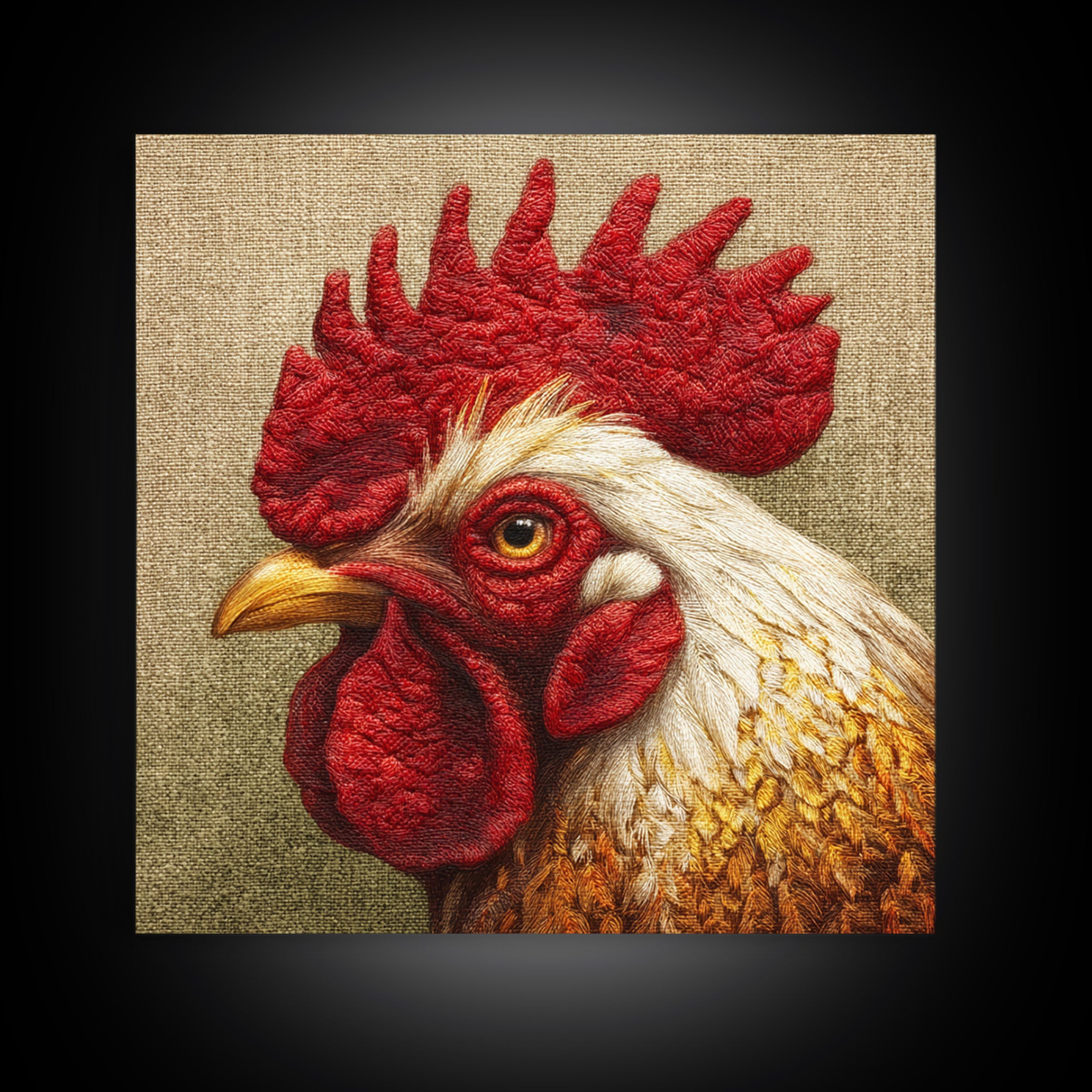Rooster Portrait for Country Kitchen Charm Framed Canvas Print, Kitchen Art, Kitchen Wall Decor, Kitchen Decor, Kitchen, KIT-1x1-64