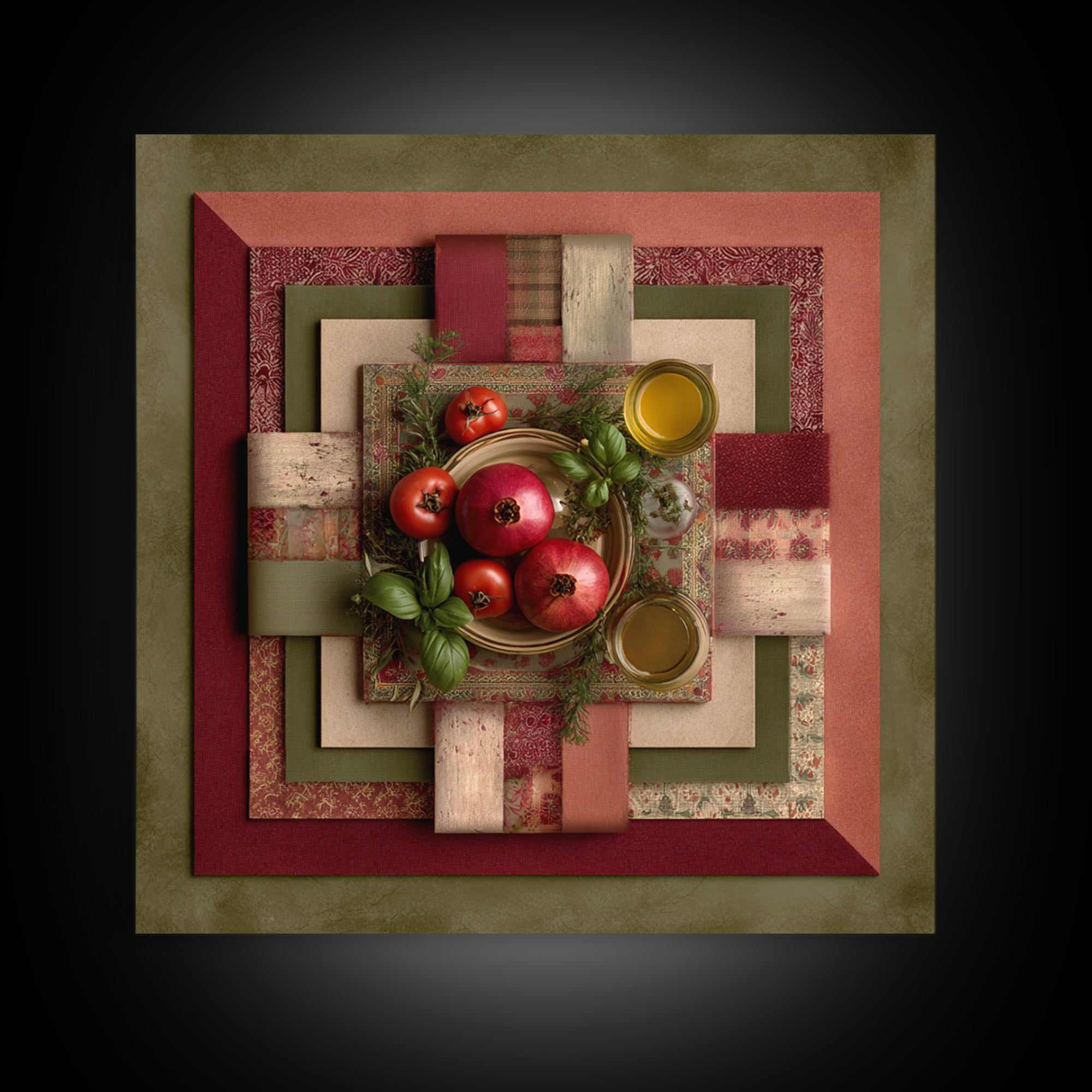 Figs Pomegranates and Linen Composition Framed Canvas Print, Kitchen Art, Poster Art, Kitchen Decor, Fine Art, Kitchen, KIT-1x1-70