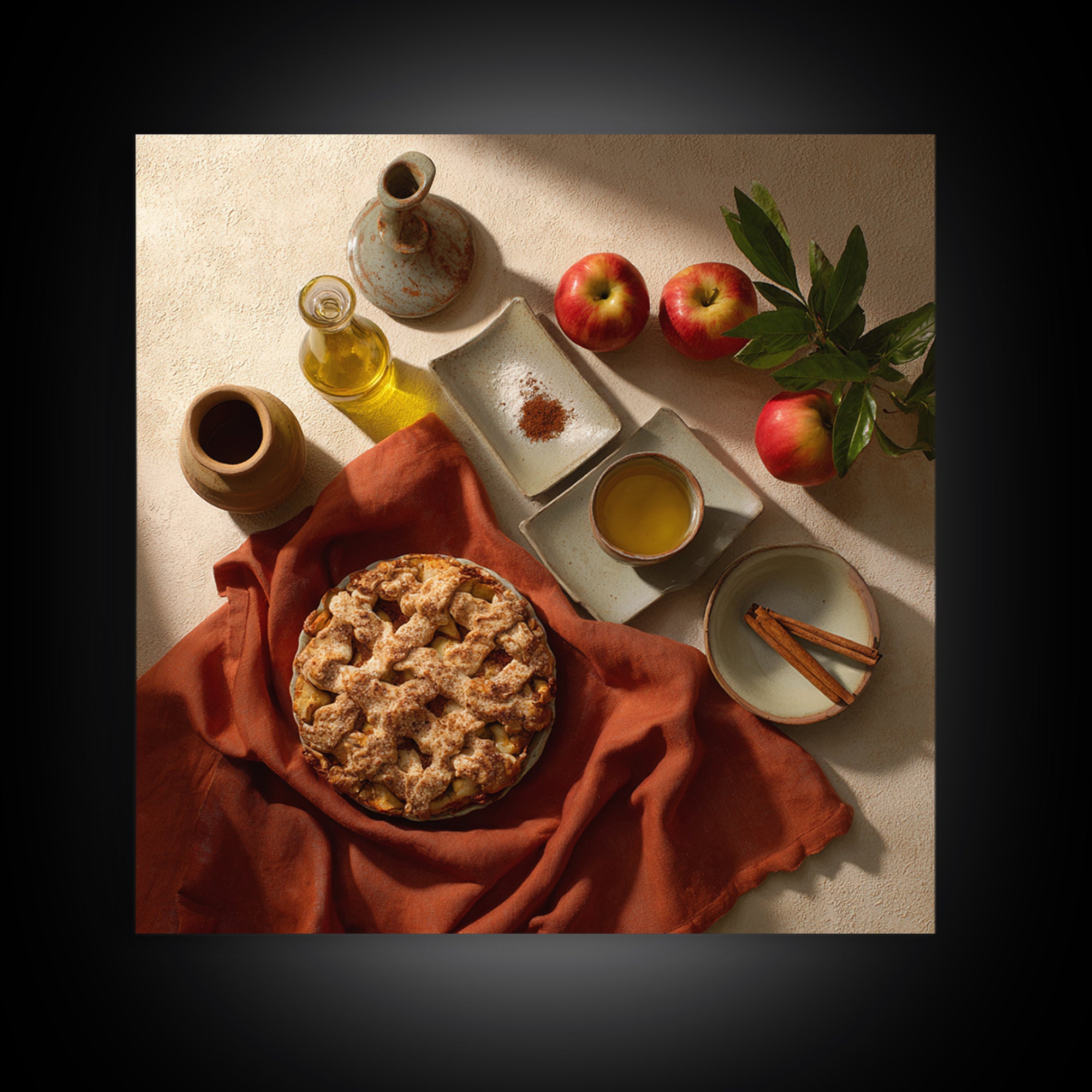 Apple Pie Cooling Framed Canvas Print, Kitchen Art, Digital Art, Kitchen Decor, Fine Art, Kitchen, Minimalist Wall Art, KIT-1x1-8