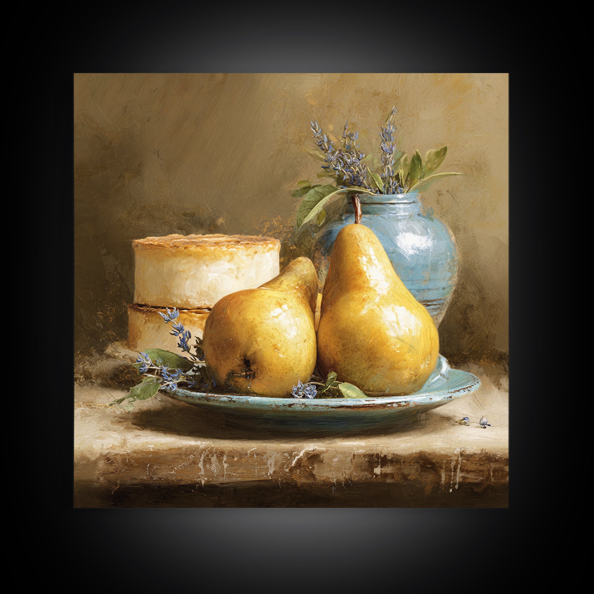 Farmhouse Pears on a Wooden Board Canvas Print, Kitchen Art, Kitchen Art Print, Kitchen Decor, Fine Art, Kitchen, KIT-1x1-9