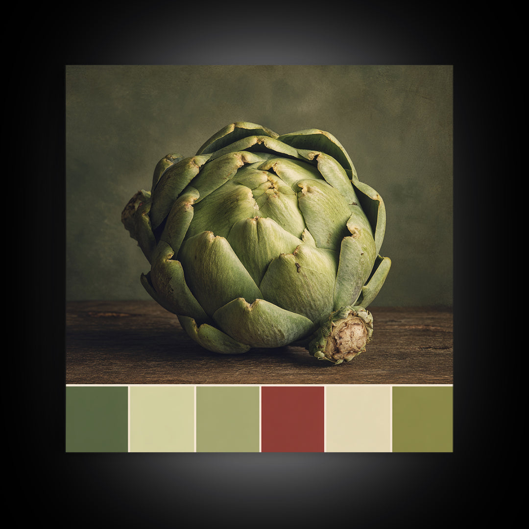 Artichoke Closeup in Painterly Green Tones Canvas Print, Kitchen Art, Coffee Print, Kitchen Decor, Fine Art, Kitchen, KIT-1x1-92