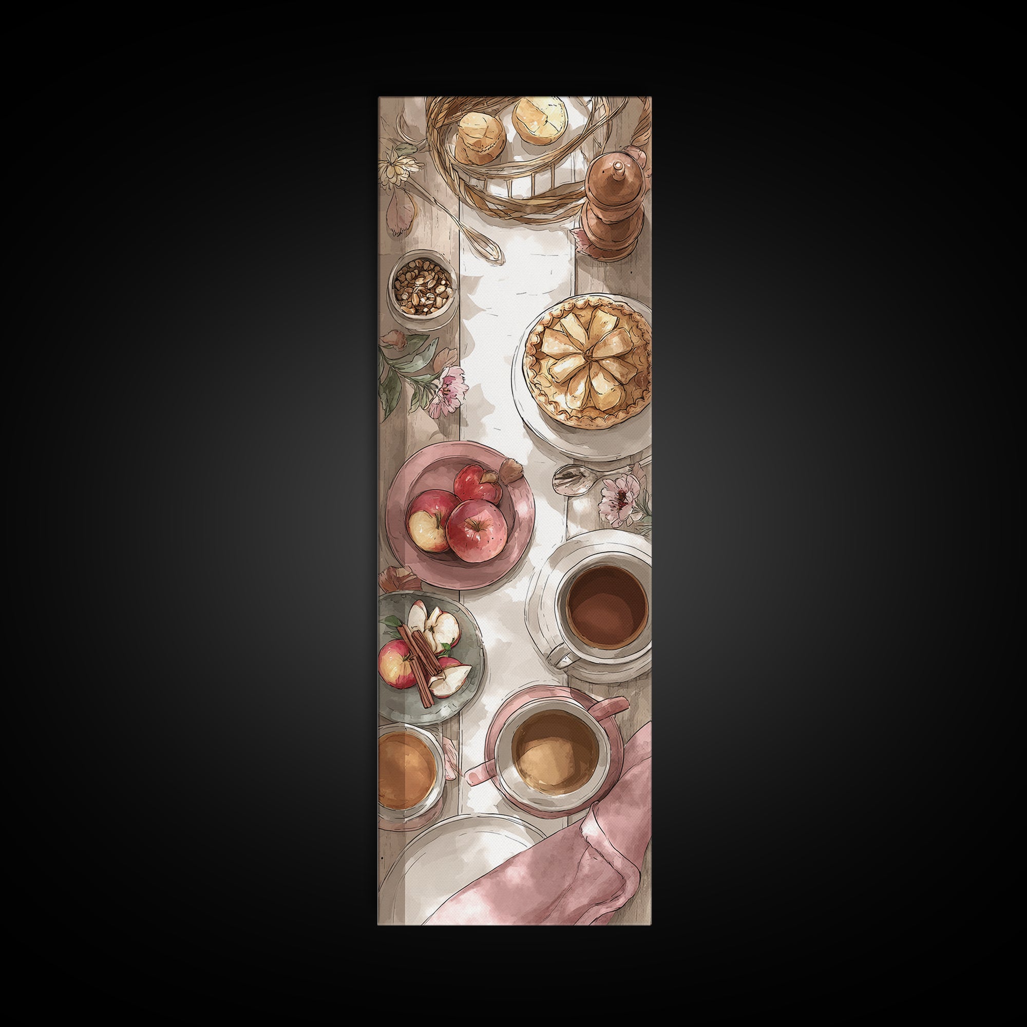 Apple Pie Cooling Framed Canvas Print, Kitchen Art, Luxury Decor, Kitchen Decor, Fine Art, Kitchen, Art Prints, Digital Art, KIT-1x3-20