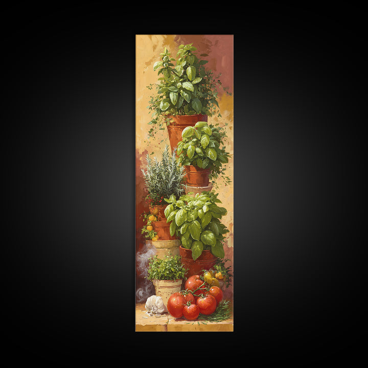 Fresh Herbs in Terracotta Pots Canvas Print, Kitchen Art, Statement Artwork, Kitchen Decor, Fine Art, Kitchen, Wall Decor, KIT-1x3-37