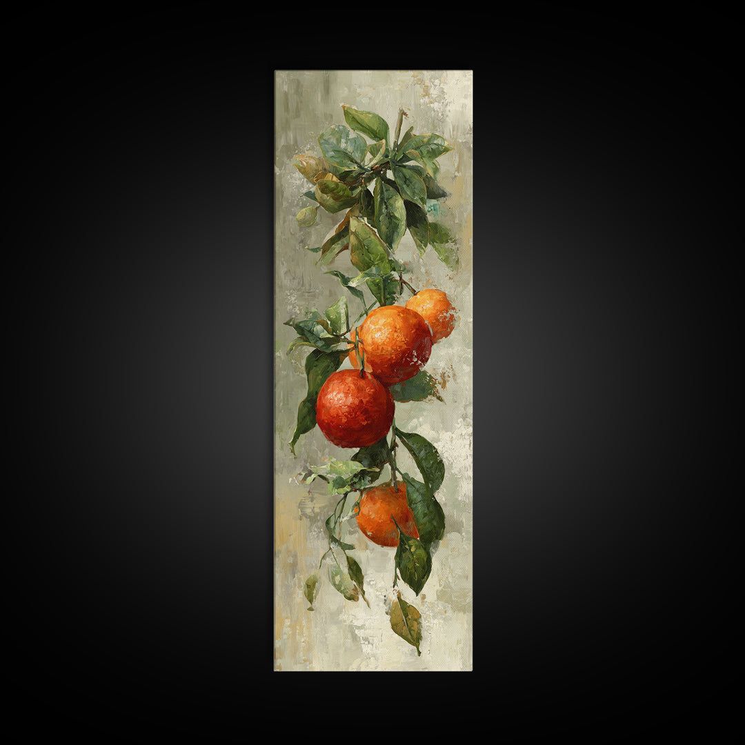 Orange Citrus Botanical Branch Framed Canvas Print, Kitchen Art, Minimalist Wall Art, Kitchen Decor, Fine Art, Kitchen, KIT-1x3-71