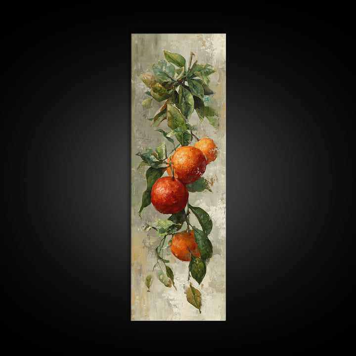 Orange Citrus Botanical Branch Framed Canvas Print, Kitchen Art, Minimalist Wall Art, Kitchen Decor, Fine Art, Kitchen, KIT-1x3-71