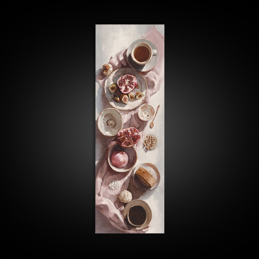 Figs Pomegranates and Linen Composition Canvas Print, Kitchen Art, Gallery Decor, Kitchen Decor, Fine Art, Kitchen, KIT-1x3-82