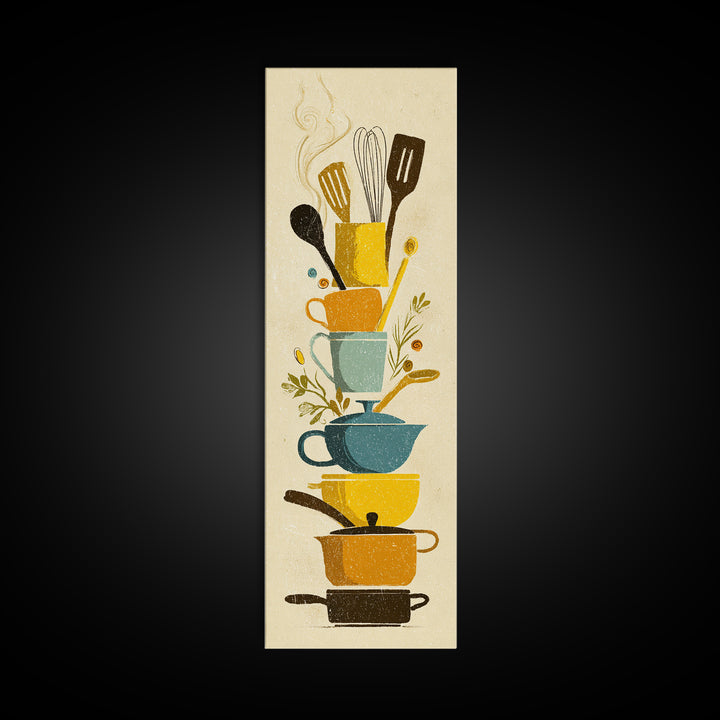 Kitchen Utensil Silhouettes Canvas Print, Kitchen Art, Neutral Decor, Kitchen Decor, Abstract Art, Kitchen, Wall Art, KIT-1x3-9