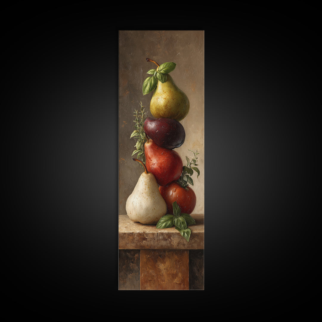 Farmhouse Pears on a Wooden Board Canvas Print, Kitchen Art, Minimalist Decor, Kitchen Decor, Fine Art, Kitchen, Art Deco, KIT-1x3-93