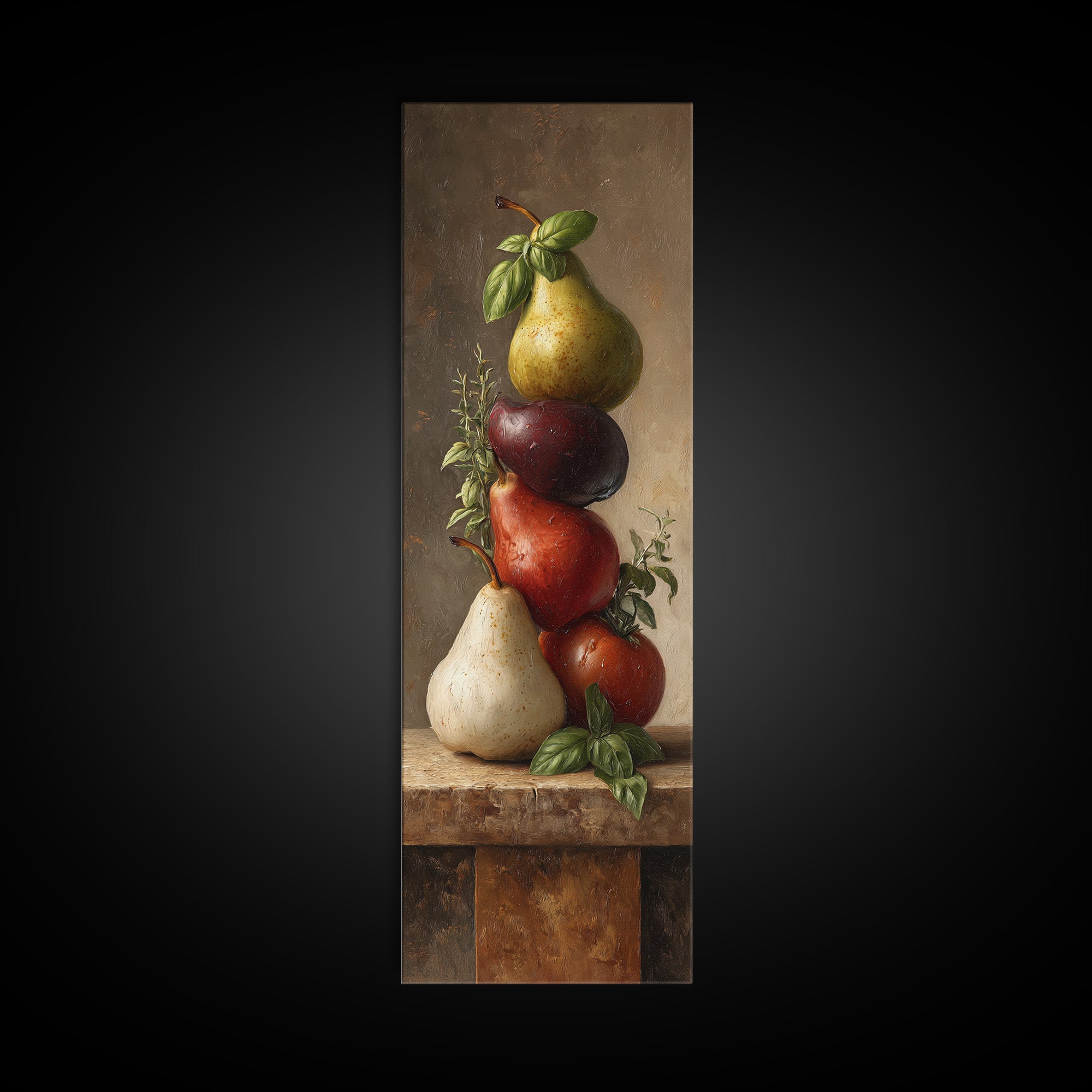 Farmhouse Pears on a Wooden Board Canvas Print, Kitchen Art, Minimalist Decor, Kitchen Decor, Fine Art, Kitchen, Art Deco, KIT-1x3-93