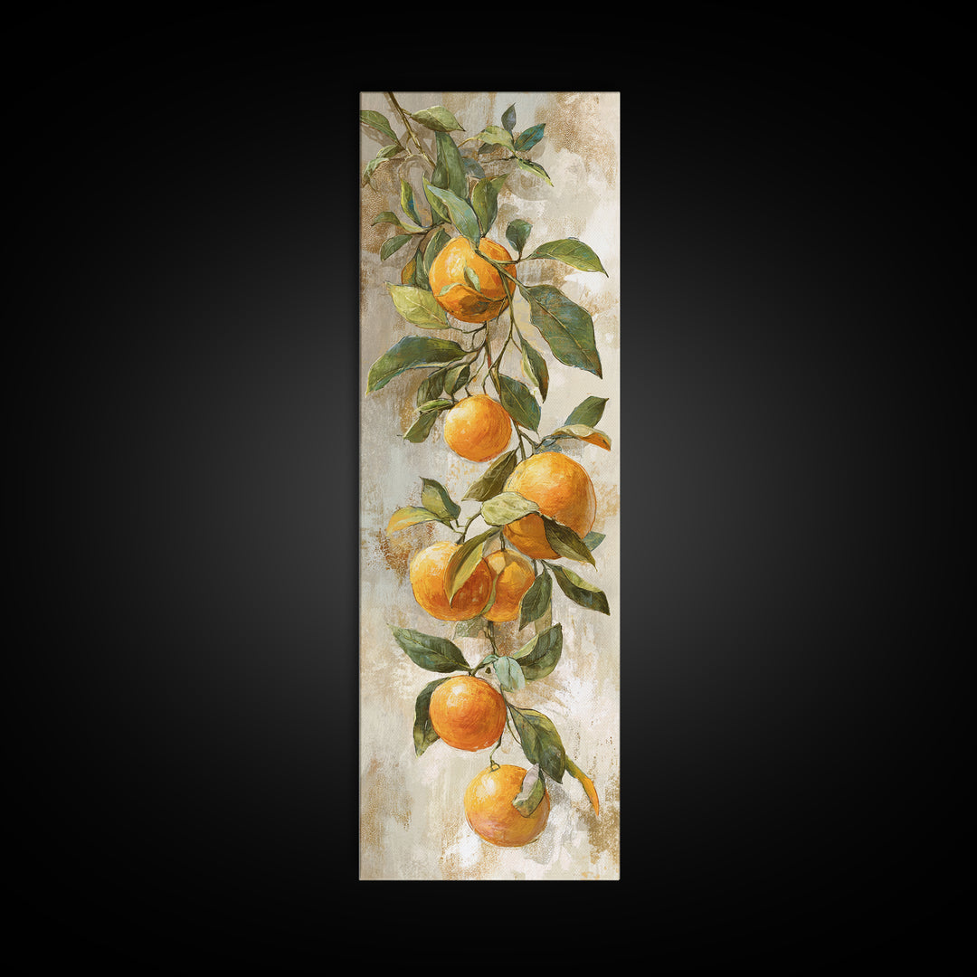 Orange Citrus Botanical Branch Canvas Print, Kitchen Art, Kitchen Print, Kitchen Decor, Oil Painting, Kitchen, Art Print, KIT-1x3-95