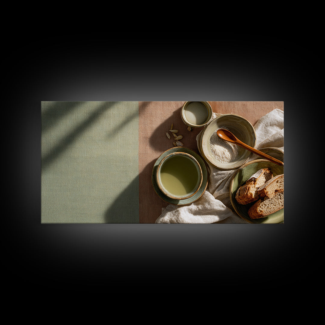 Artichoke Closeup in Painterly Green Tones Framed Canvas Print, Kitchen Art, Fine Art Print, Kitchen Decor, Fine Art, Kitchen, KIT-2x1-16
