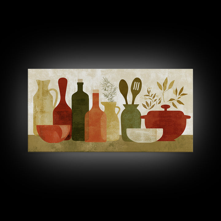 Kitchen Utensil Silhouettes Canvas Print, Kitchen Art, Contemporary Art, Kitchen Decor, Abstract Art, Kitchen, Kitchen Wall Art, KIT-2x1-17