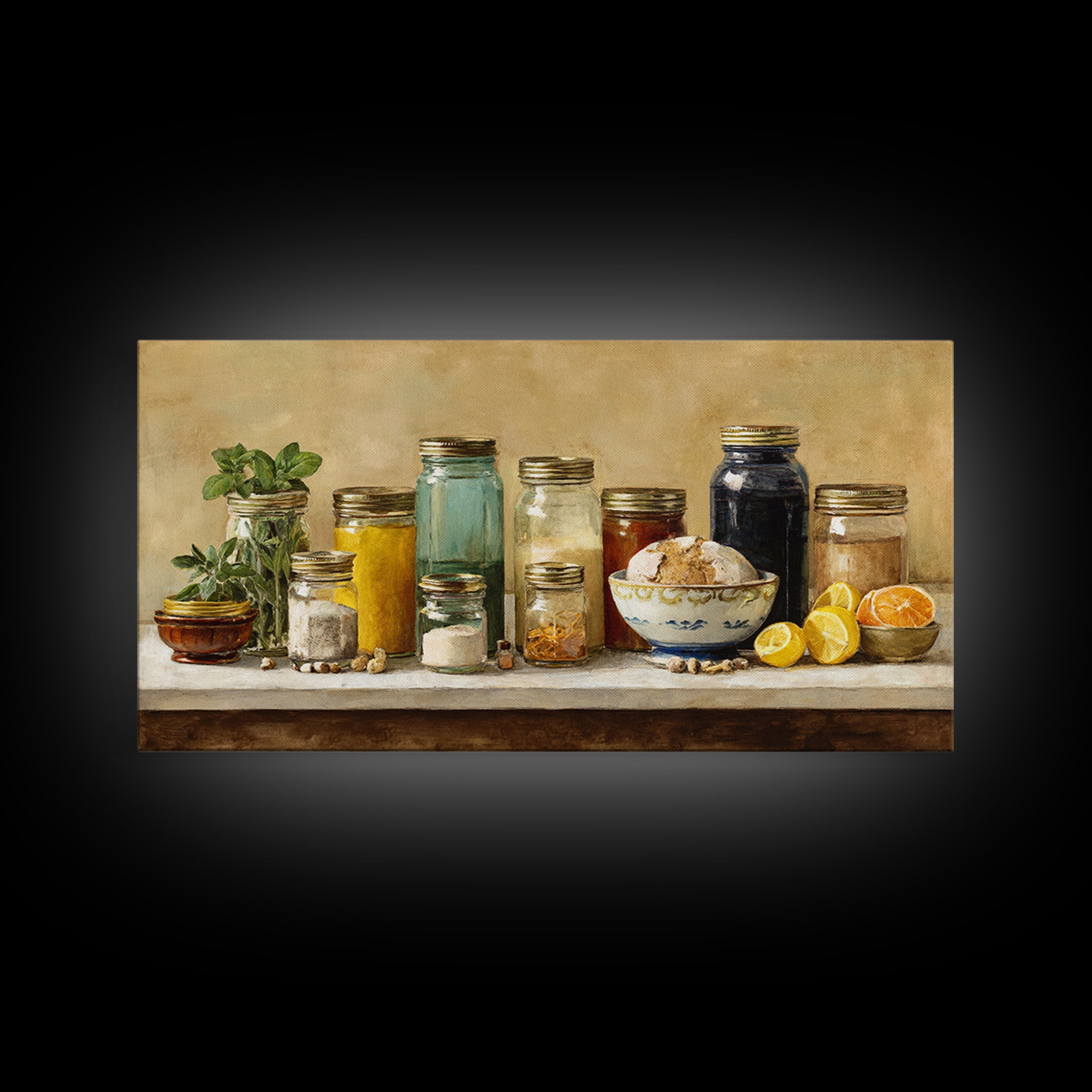 Watercolor Spice Jars Without Readable Labels Canvas Print, Kitchen Art, Kitchen Decor, Kitchen, Kitchen Art Print, KIT-2x1-81