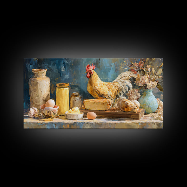 Rooster Portrait for Country Kitchen Charm Framed Canvas Print, Kitchen Art, Kitchen Wall Decor, Kitchen Decor, Kitchen, KIT-2x1-84