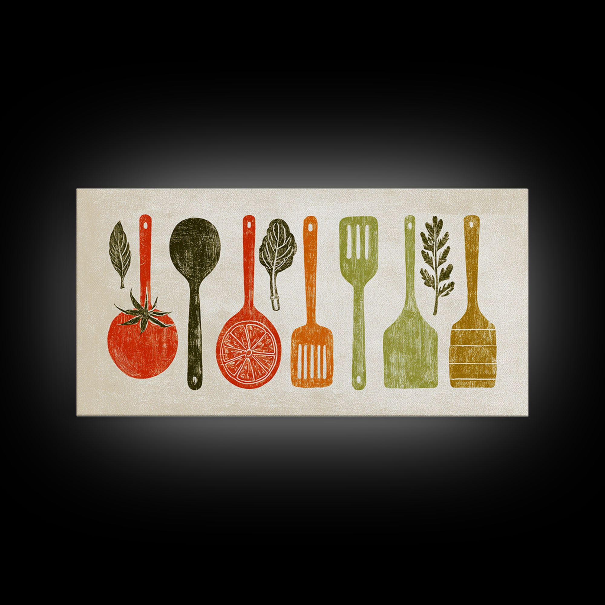 Kitchen Utensil Silhouettes Canvas Print, Kitchen Art, Art Deco, Kitchen Decor, Fine Art, Kitchen, Poster Art, Trendy Wall Art, KIT-2x1-89