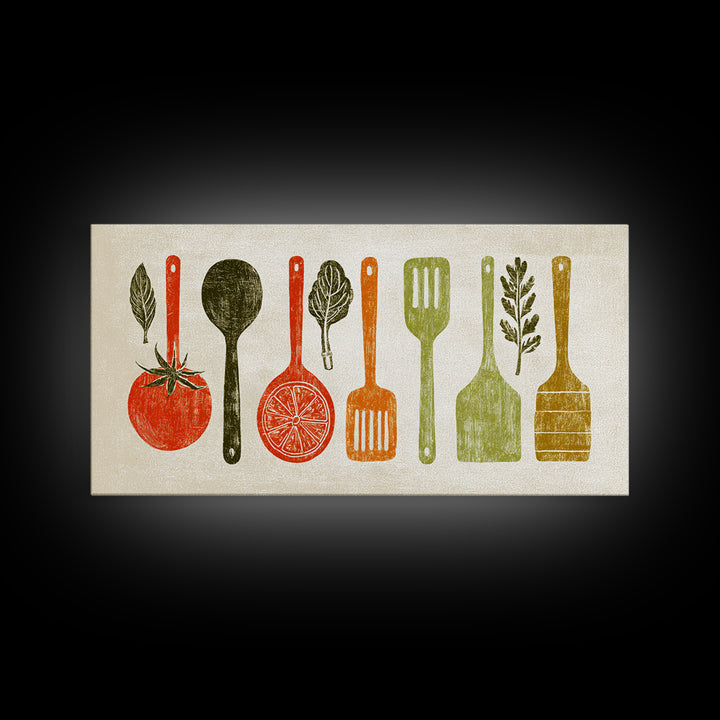 Kitchen Utensil Silhouettes Canvas Print, Kitchen Art, Art Deco, Kitchen Decor, Fine Art, Kitchen, Poster Art, Trendy Wall Art, KIT-2x1-89