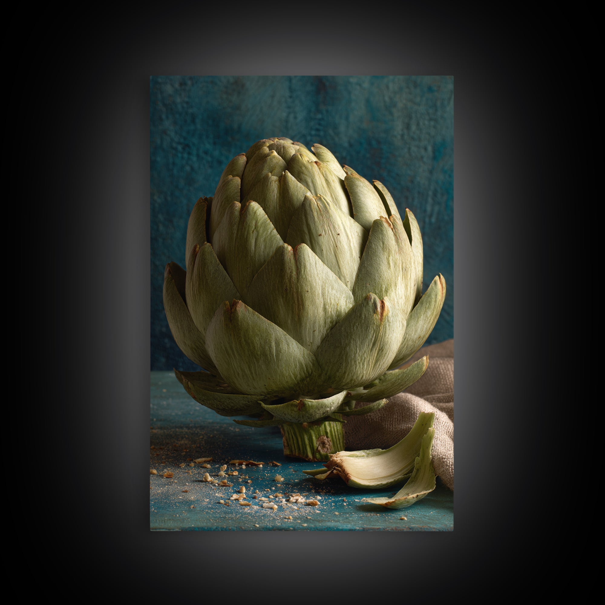 Artichoke Closeup in Painterly Green Tones Framed Canvas Print, Kitchen Art, Art Print, Kitchen Decor, Fine Art, Kitchen, KIT-2x3-100