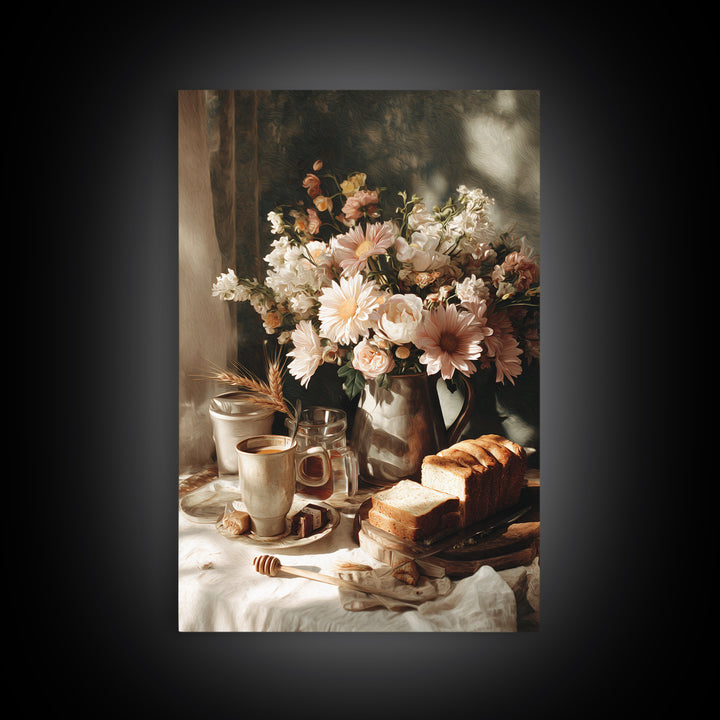 Floral Bouquet in a Kitchen Pitcher Canvas Print, Kitchen Art, Kitchen Print, Kitchen Decor, Fine Art, Kitchen, Art Print, KIT-2x3-32