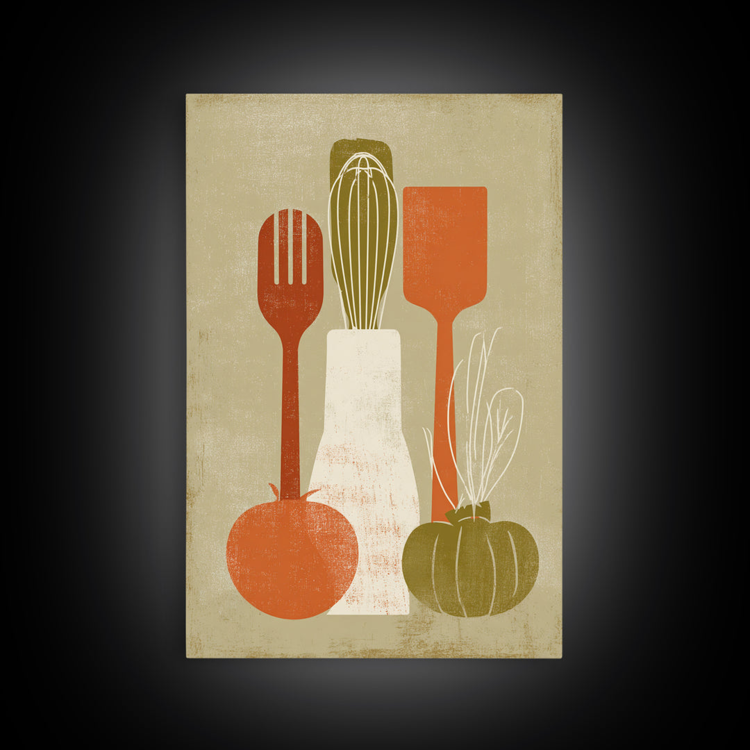 Kitchen Utensil Silhouettes Canvas Print, Kitchen Art, Home Decor, Kitchen Decor, Abstract Art, Kitchen, Digital Print, KIT-2x3-5