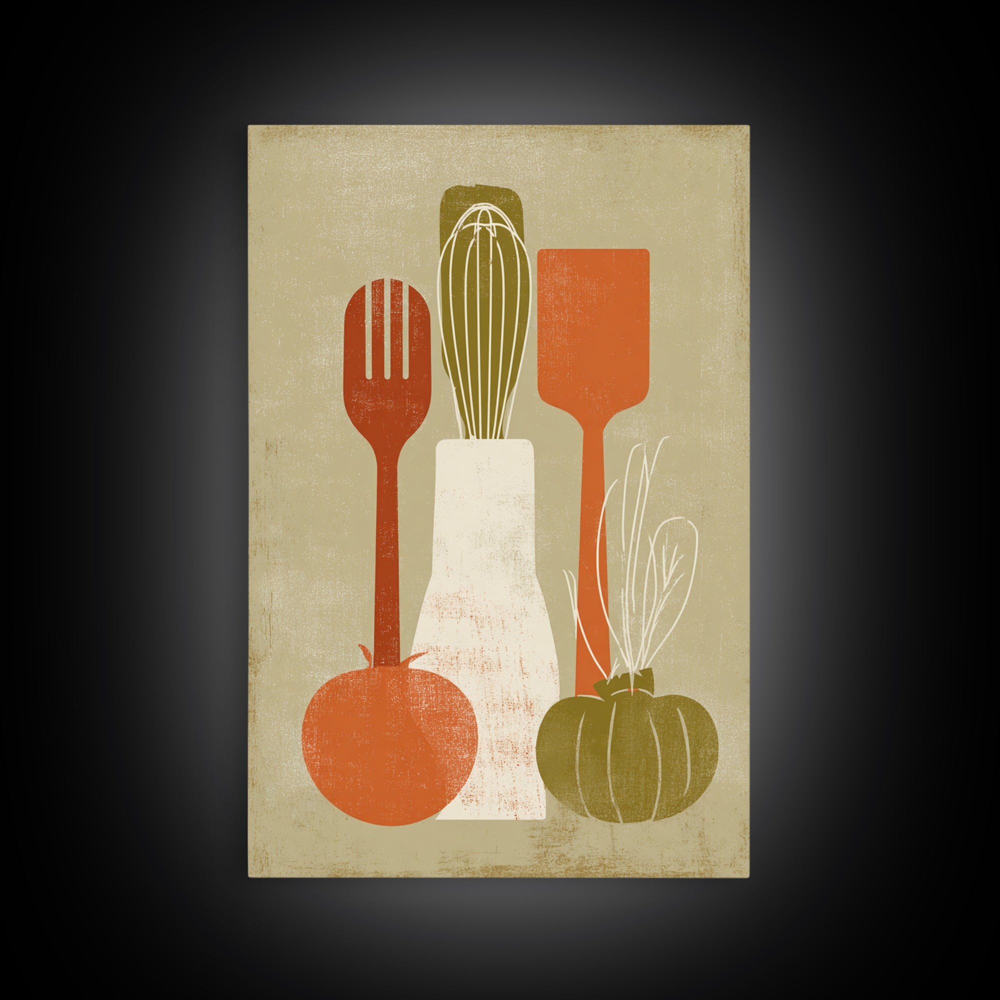 Kitchen Utensil Silhouettes Canvas Print, Kitchen Art, Home Decor, Kitchen Decor, Abstract Art, Kitchen, Digital Print, KIT-2x3-5