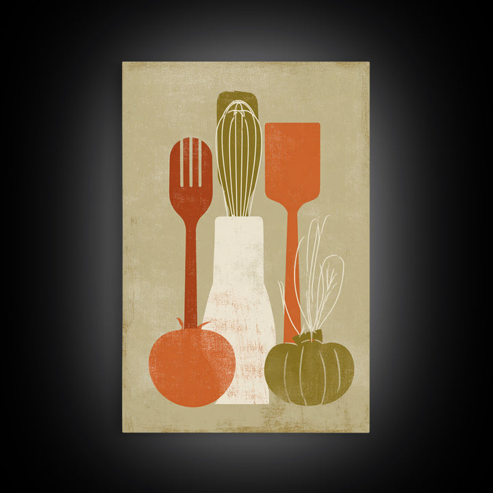 Kitchen Utensil Silhouettes Canvas Print, Kitchen Art, Home Decor, Kitchen Decor, Abstract Art, Kitchen, Digital Print, KIT-2x3-5
