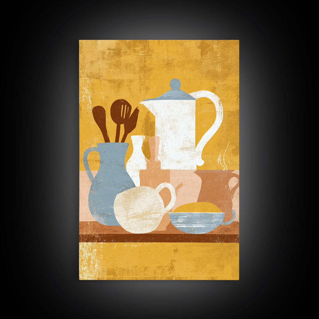 Kitchen Utensil Silhouettes Framed Canvas Print, Kitchen Art, Art Prints, Kitchen Decor, Abstract Art, Kitchen, Modern Art, KIT-2x3-53