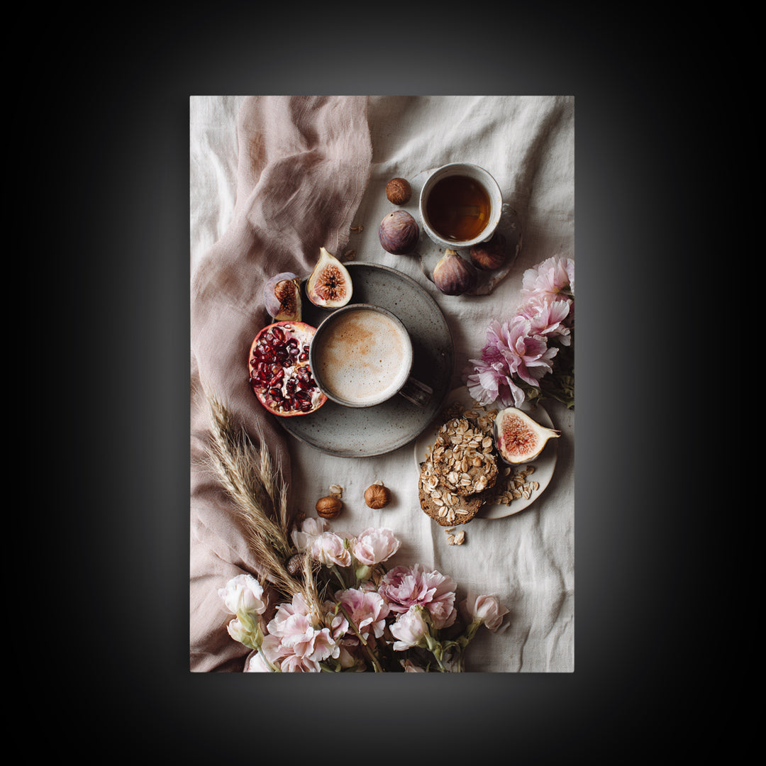 Figs Pomegranates and Linen Composition Canvas Print, Kitchen Art, Minimalist Decor, Kitchen Decor, Abstract Art, Kitchen, KIT-2x3-54