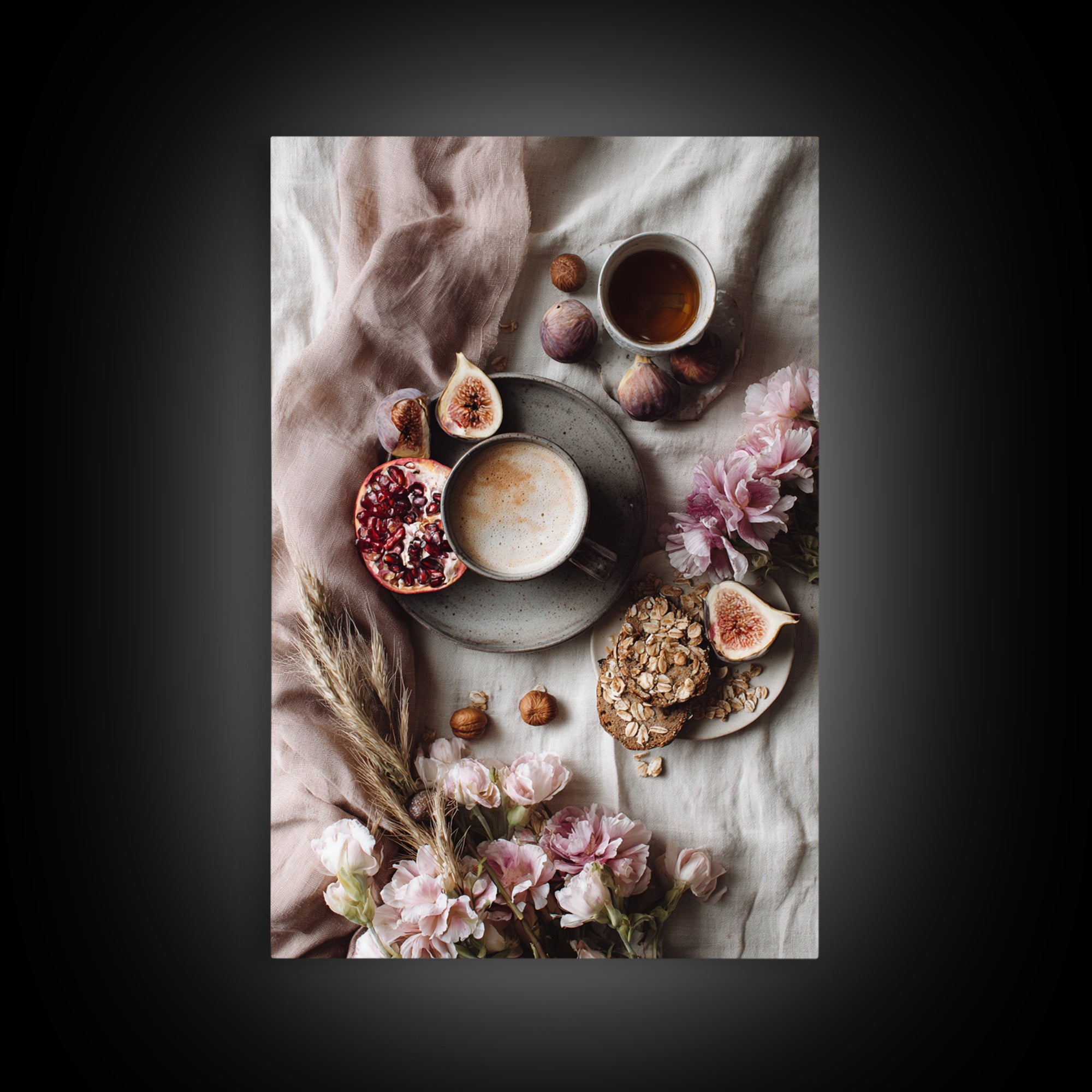 Figs Pomegranates and Linen Composition Canvas Print, Kitchen Art, Minimalist Decor, Kitchen Decor, Abstract Art, Kitchen, KIT-2x3-54