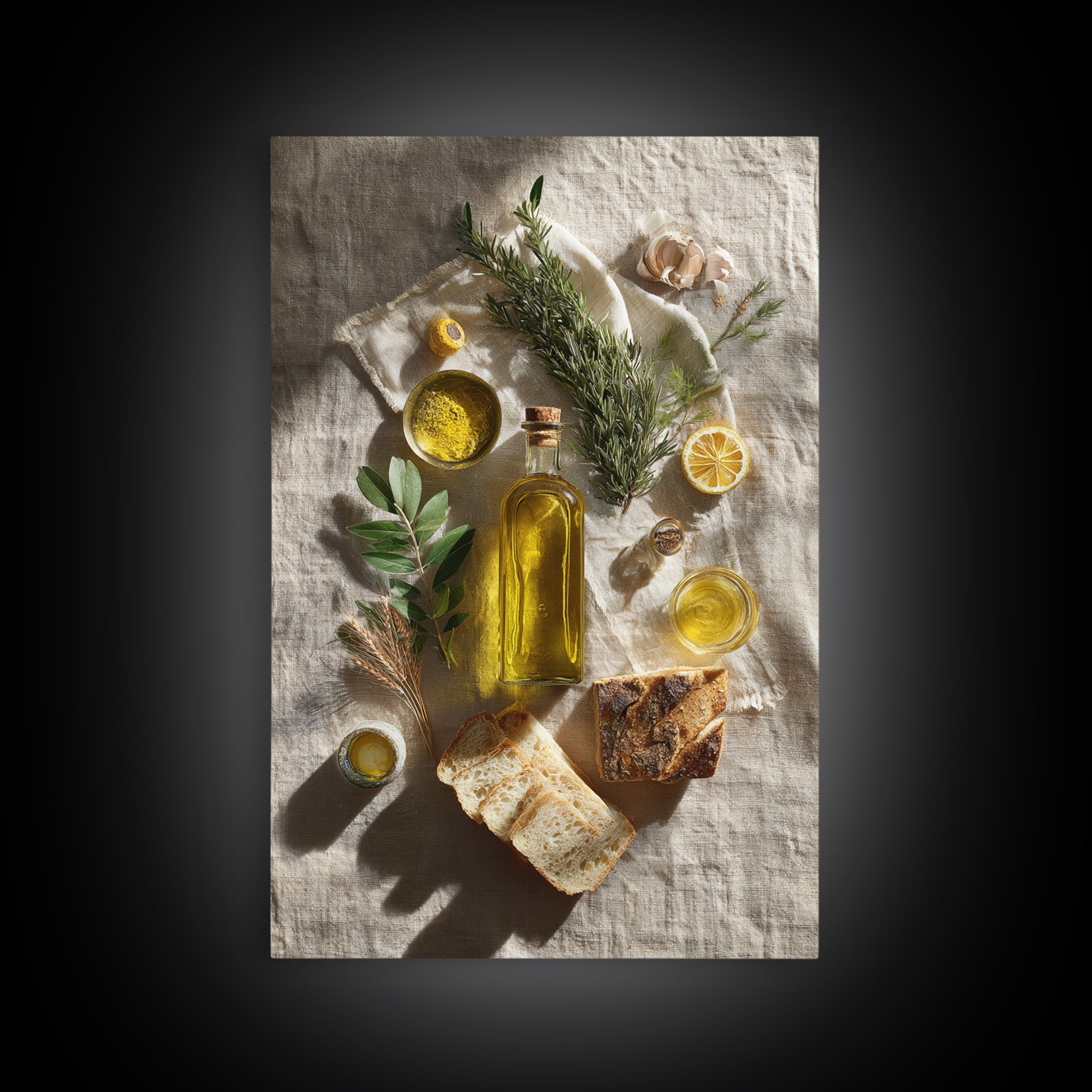 Olive Oil Bottle and Rosemary Branch Canvas Print, Kitchen Art, Printable Wall Art, Kitchen Decor, Fine Art, Kitchen, KIT-2x3-61