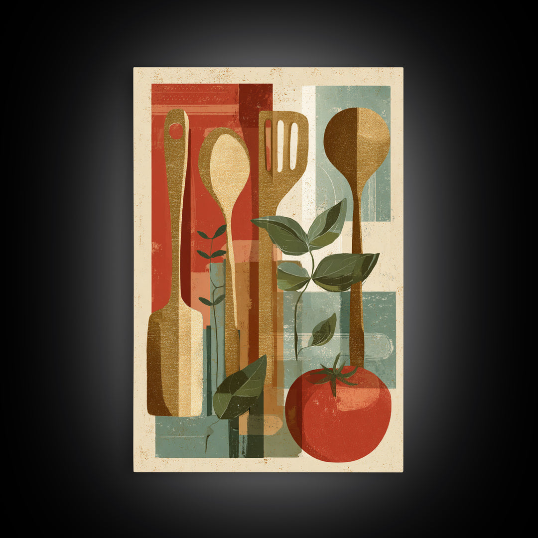 Kitchen Utensil Silhouettes Canvas Print, Kitchen Art, Kitchen Wall Art, Kitchen Decor, Abstract Art, Kitchen, KIT-2x3-77