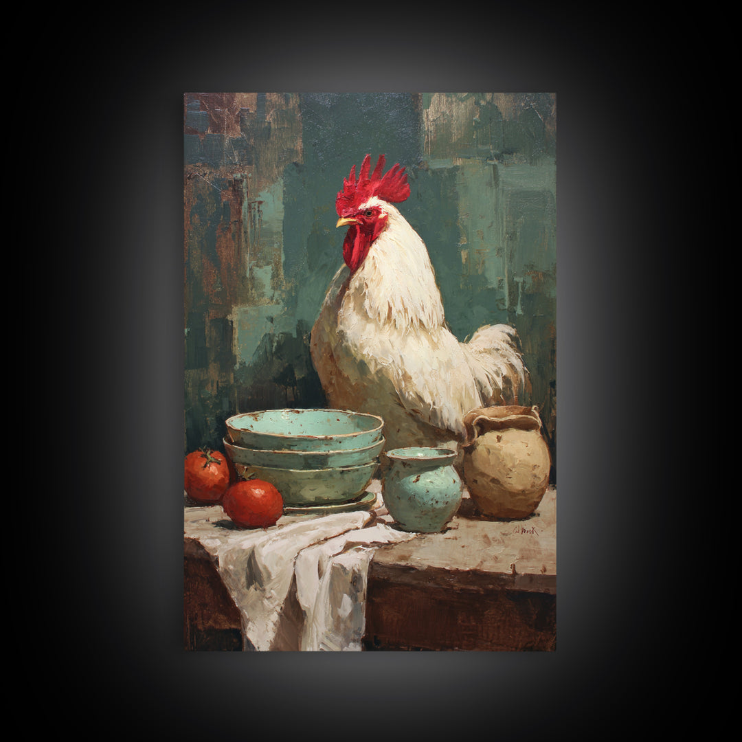Rooster Portrait for Country Kitchen Charm Canvas Print, Kitchen Art, Printable Wall Art, Kitchen Decor, Fine Art, Kitchen, KIT-2x3-96