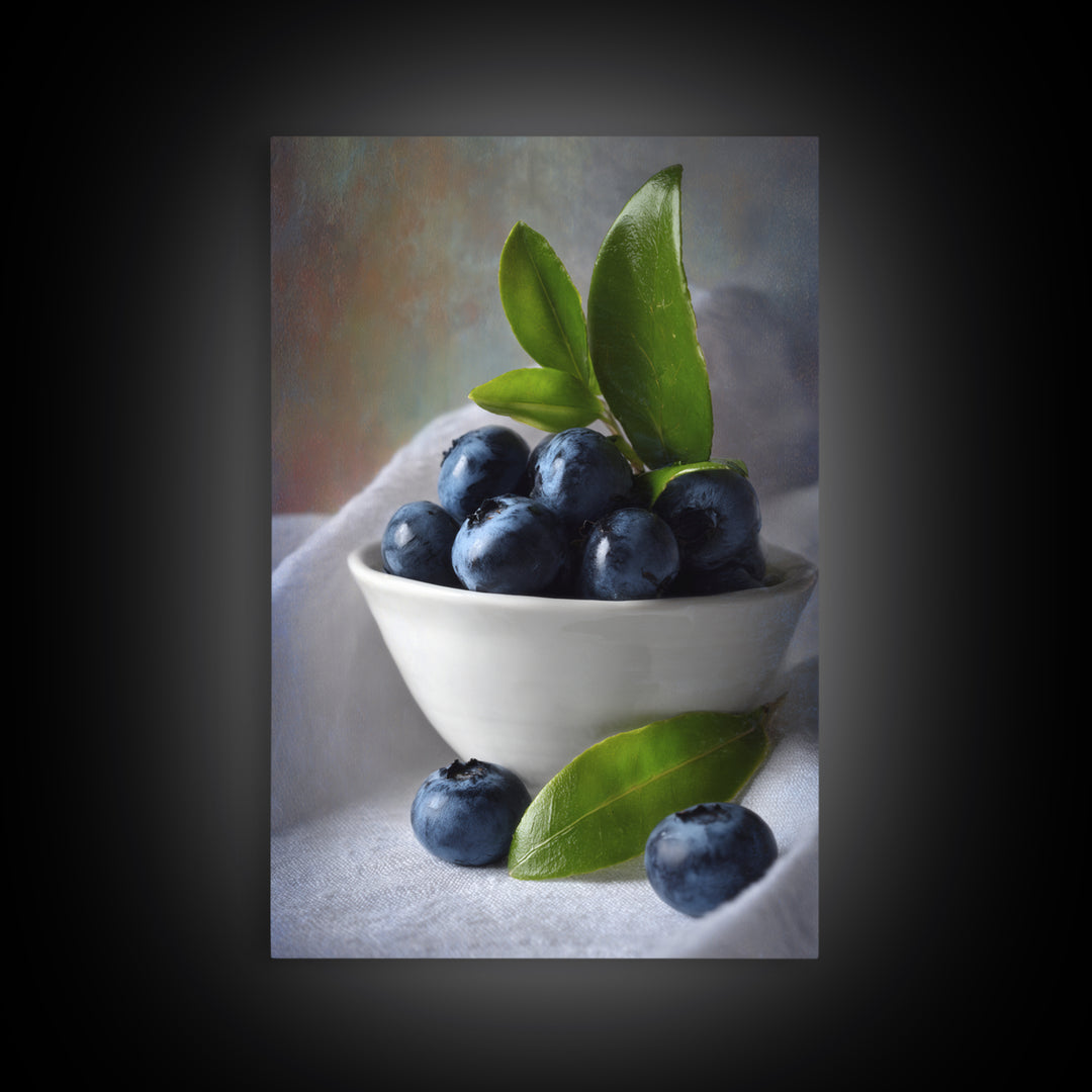 Blueberries in a White Bowl Canvas Print, Kitchen Art, Kitchen Wall Art, Kitchen Decor, Fine Art, Kitchen, Dining Room Wall Art, KIT-2x3-99