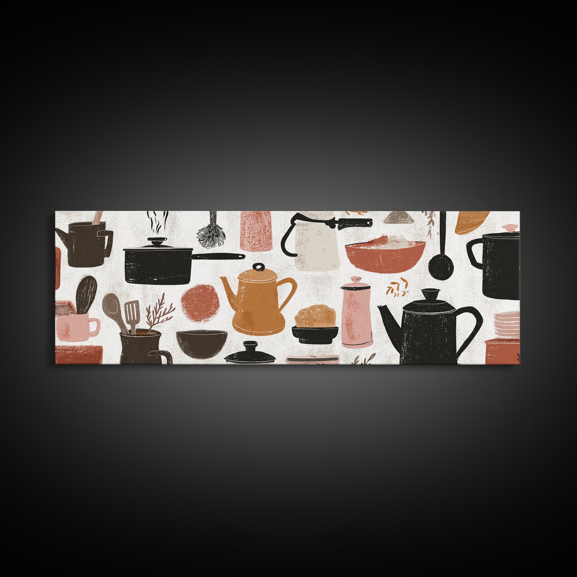Kitchen Utensil Silhouettes Canvas Print, Kitchen Art, Art Deco, Kitchen Decor, Fine Art, Kitchen, Poster Art, Trendy Wall Art, KIT-3x1-13
