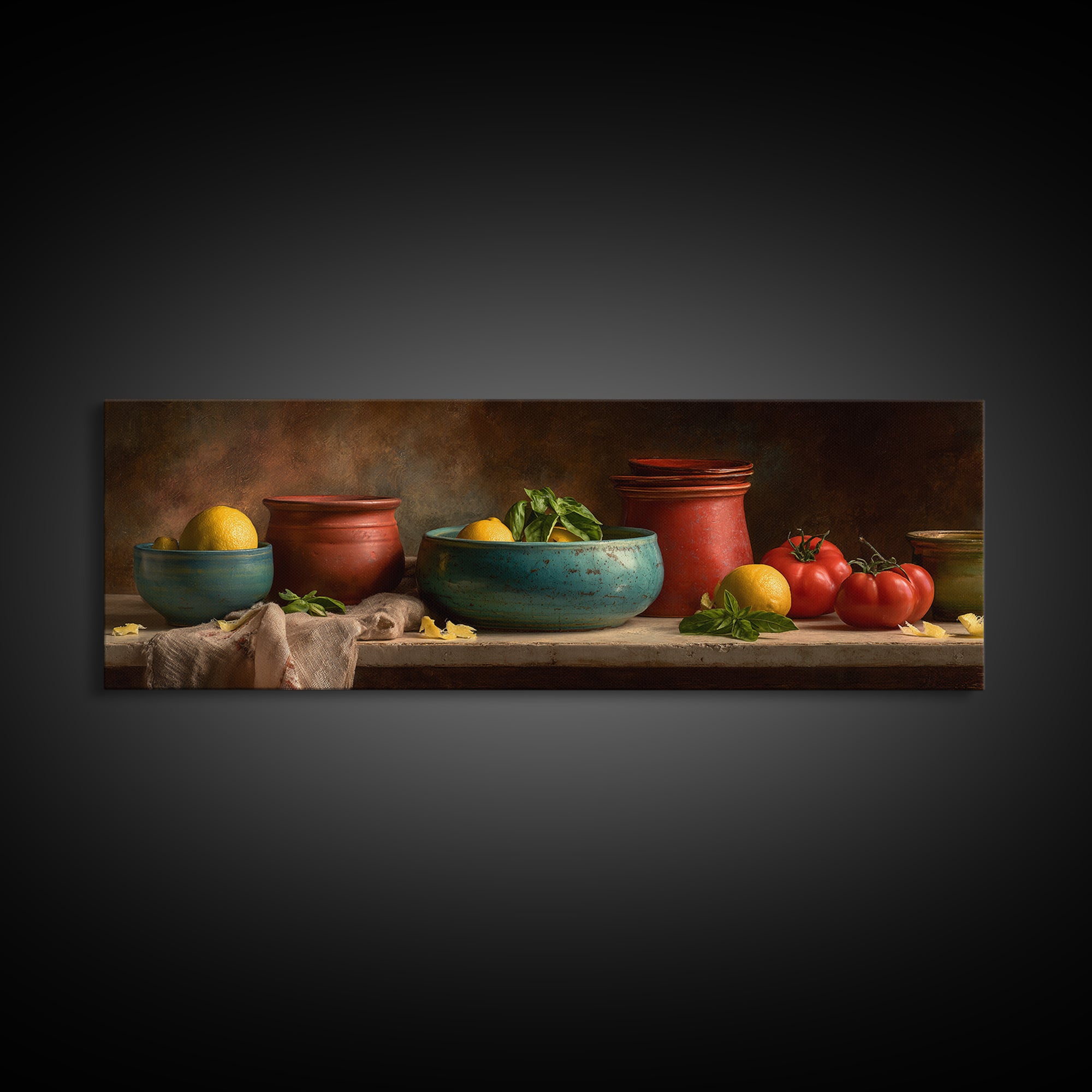 Lemons and Blue Ceramic Bowl Still Life Framed Canvas Print, Kitchen Art, Printable Wall Art, Kitchen Decor, Fine Art, Kitchen, KIT-3x1-18
